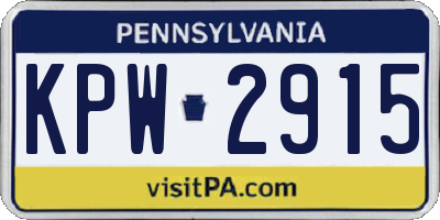 PA license plate KPW2915