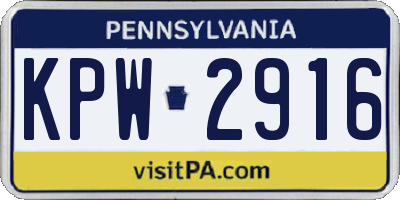 PA license plate KPW2916