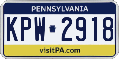 PA license plate KPW2918
