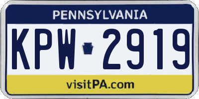 PA license plate KPW2919