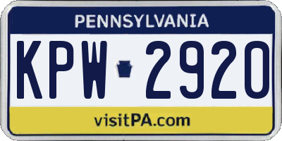 PA license plate KPW2920