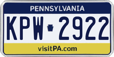 PA license plate KPW2922