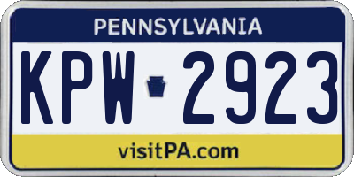 PA license plate KPW2923