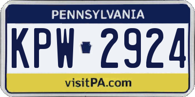 PA license plate KPW2924