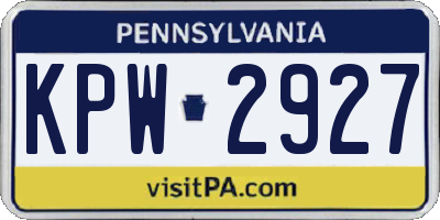 PA license plate KPW2927