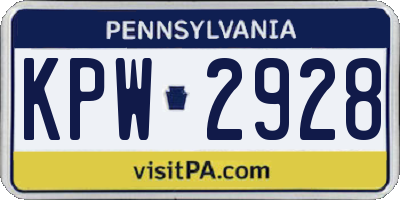 PA license plate KPW2928