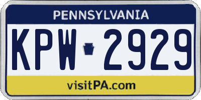 PA license plate KPW2929
