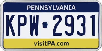 PA license plate KPW2931