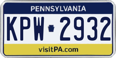 PA license plate KPW2932