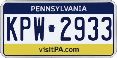 PA license plate KPW2933