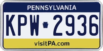 PA license plate KPW2936
