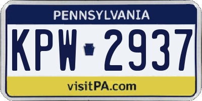 PA license plate KPW2937