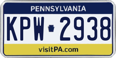 PA license plate KPW2938