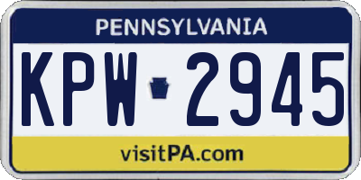 PA license plate KPW2945