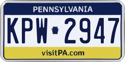 PA license plate KPW2947