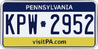 PA license plate KPW2952