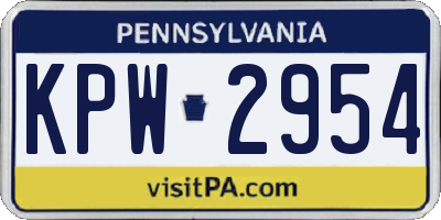 PA license plate KPW2954