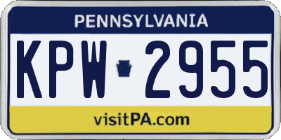 PA license plate KPW2955
