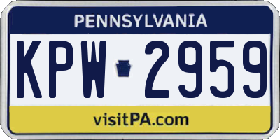 PA license plate KPW2959