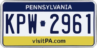PA license plate KPW2961