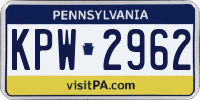 PA license plate KPW2962