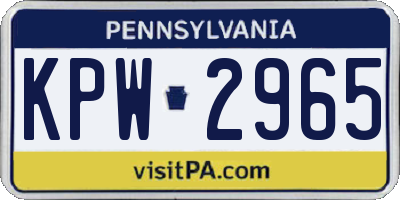 PA license plate KPW2965