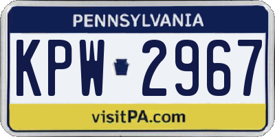 PA license plate KPW2967