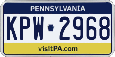 PA license plate KPW2968