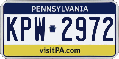 PA license plate KPW2972