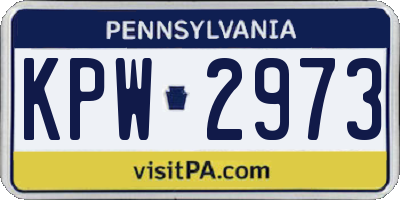 PA license plate KPW2973
