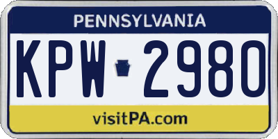 PA license plate KPW2980