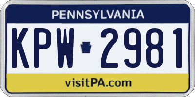 PA license plate KPW2981