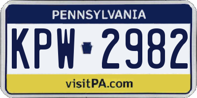 PA license plate KPW2982