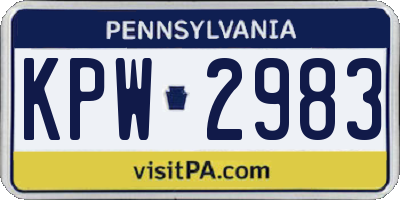 PA license plate KPW2983