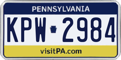 PA license plate KPW2984