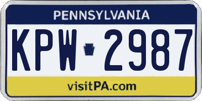 PA license plate KPW2987