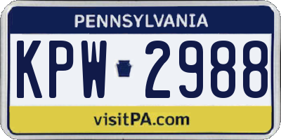 PA license plate KPW2988