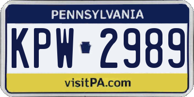 PA license plate KPW2989