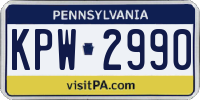 PA license plate KPW2990