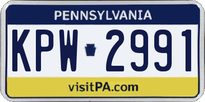 PA license plate KPW2991