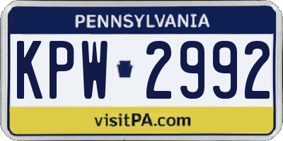 PA license plate KPW2992
