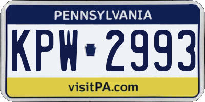 PA license plate KPW2993
