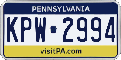 PA license plate KPW2994