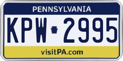 PA license plate KPW2995