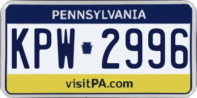 PA license plate KPW2996