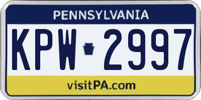 PA license plate KPW2997