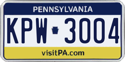 PA license plate KPW3004