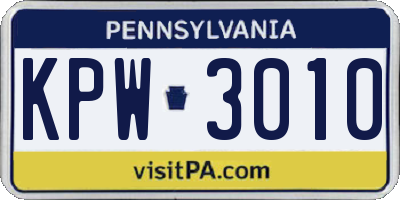 PA license plate KPW3010
