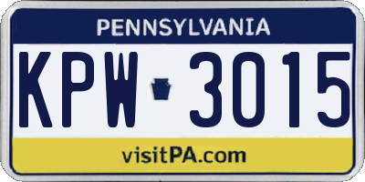 PA license plate KPW3015