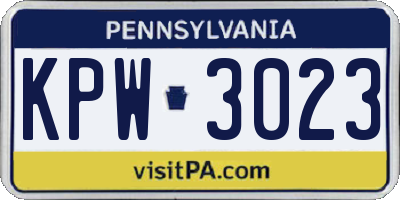 PA license plate KPW3023